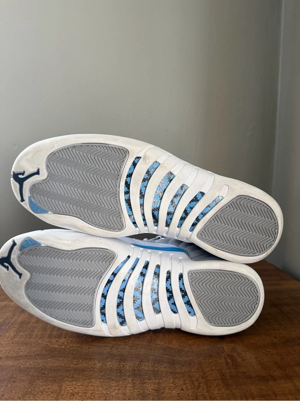 Jordan Men's Grey, White and Blue High-Top Sneakers